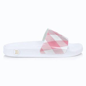 Balmain Gingham Leather Pool Slides